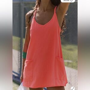 NWT Free People Hot Shot Mini Dress in Neon Coral